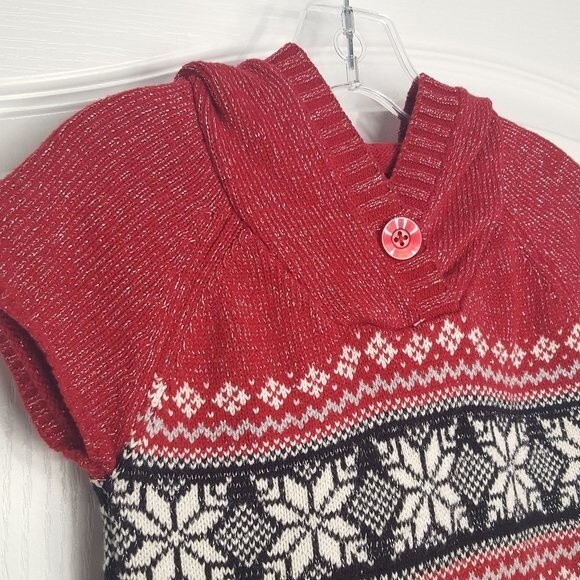 Maggie & Zoe Red Sparkle Snowflake Sweater Dress - Picture 3 of 5